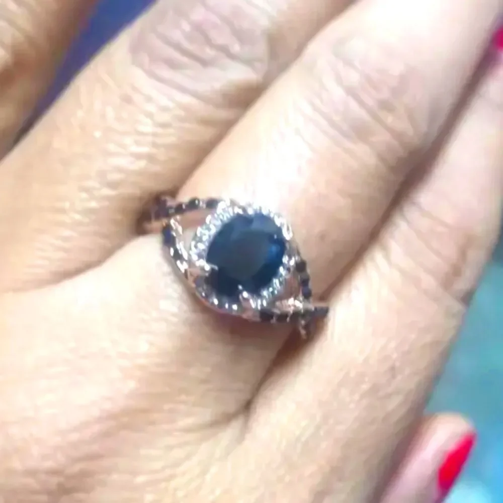 Retro black Zircon Temperament ring sz 8